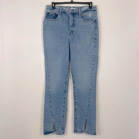 Good American Good Boy Twisted  Slit Ankle Jeans. High Rise. Button fly. Size 15 - Picture 2 of 16